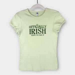 Bella St Patrick’s Day Tee L Green Short Sleeve Funny Sarcastic Not Irish Y2K